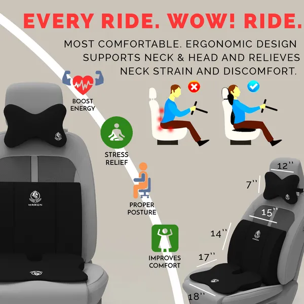 MRRON_Memory_Foam_Car_Seat_Cushion_Combo_–_Backrest,_Seat_Cushion_&_Neckrest_for_Tailbone,_Sciatica_&_Back_Pain_Relief_–_Orthopedic_Support_for_Driving,_Office_Chair.