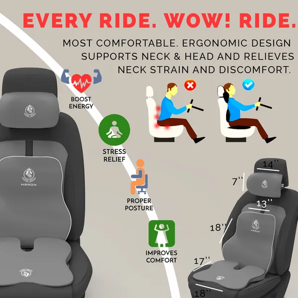 MRRON_Memory_Foam_Car_Seat_Cushion_Combo_–_Backrest,_Seat_Cushion_&_Neckrest_for_Tailbone,_Sciatica_&_Back_Pain_Relief_–_Orthopedic_Support_for_Driving,_Office_Chair.