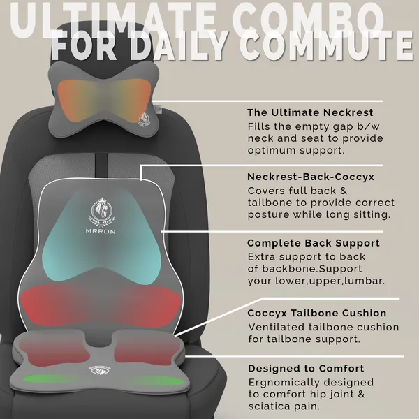 MRRON_Memory_Foam_Car_Seat_Cushion_Combo_–_Backrest,_Seat_Cushion_&_Neckrest_for_Tailbone,_Sciatica_&_Back_Pain_Relief_–_Orthopedic_Support_for_Driving,_Office_Chair.