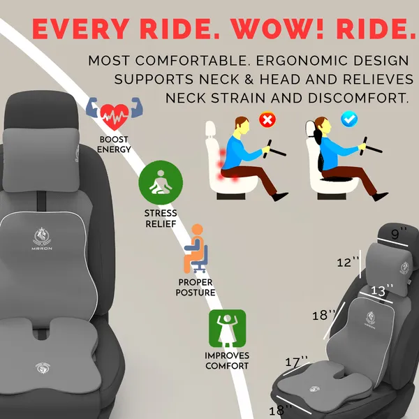 MRRON_Memory_Foam_Car_Seat_Cushion_Combo_–_Backrest,_Seat_Cushion_&_Neckrest_for_Tailbone,_Sciatica_&_Back_Pain_Relief_–_Orthopedic_Support_for_Driving,_Office_Chair.