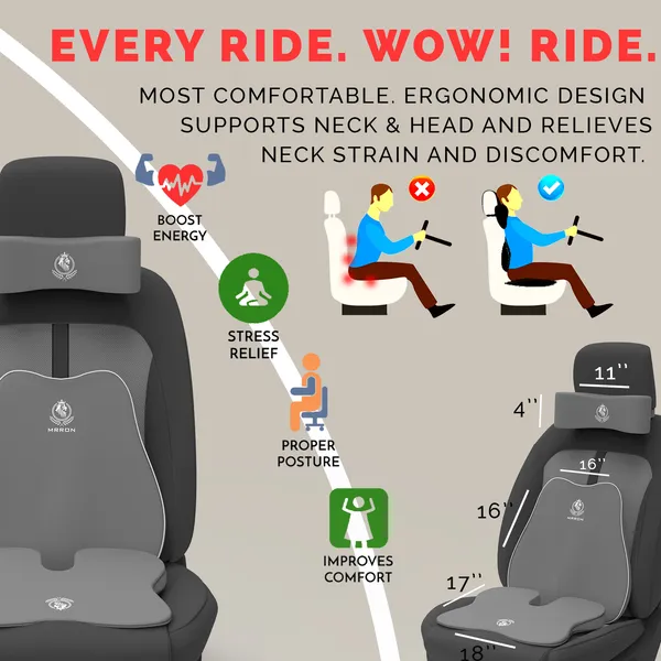 MRRON_Memory_Foam_Car_Seat_Cushion_Combo_–_Backrest,_Seat_Cushion_&_Neckrest_for_Tailbone,_Sciatica_&_Back_Pain_Relief_–_Orthopedic_Support_for_Driving,_Office_Chair.