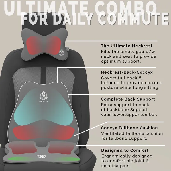 MRRON_Memory_Foam_Car_Seat_Cushion_Combo_–_Backrest,_Seat_Cushion_&_Neckrest_for_Tailbone,_Sciatica_&_Back_Pain_Relief_–_Orthopedic_Support_for_Driving,_Office_Chair.