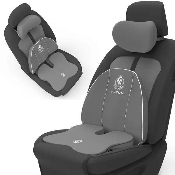 MRRON_Memory_Foam_Car_Seat_Cushion_Combo_–_Backrest,_Seat_Cushion_&_Neckrest_for_Tailbone,_Sciatica_&_Back_Pain_Relief_–_Orthopedic_Support_for_Driving,_Office_Chair.