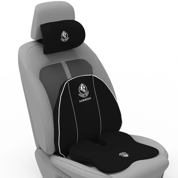 MRRON_Memory_Foam_Car_Seat_Cushion_Combo_–_Backrest,_Seat_Cushion_&_Neckrest_for_Tailbone,_Sciatica_&_Back_Pain_Relief_–_Orthopedic_Support_for_Driving,_Office_Chair.
