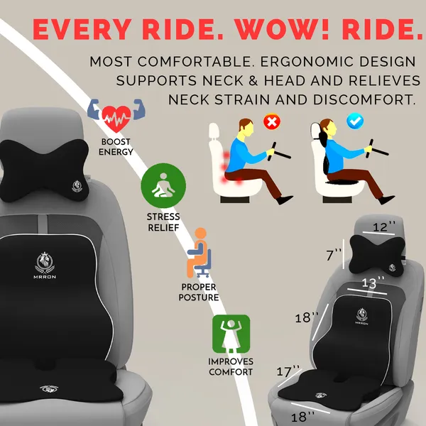 MRRON_Memory_Foam_Car_Seat_Cushion_Combo_–_Backrest,_Seat_Cushion_&_Neckrest_for_Tailbone,_Sciatica_&_Back_Pain_Relief_–_Orthopedic_Support_for_Driving,_Office_Chair.