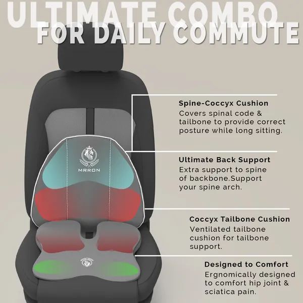 MRRON_Memory_Foam_Car_Seat_Cushion_Combo_–_Backrest,_Seat_Cushion_&_Neckrest_for_Tailbone,_Sciatica_&_Back_Pain_Relief_–_Orthopedic_Support_for_Driving,_Office_Chair.