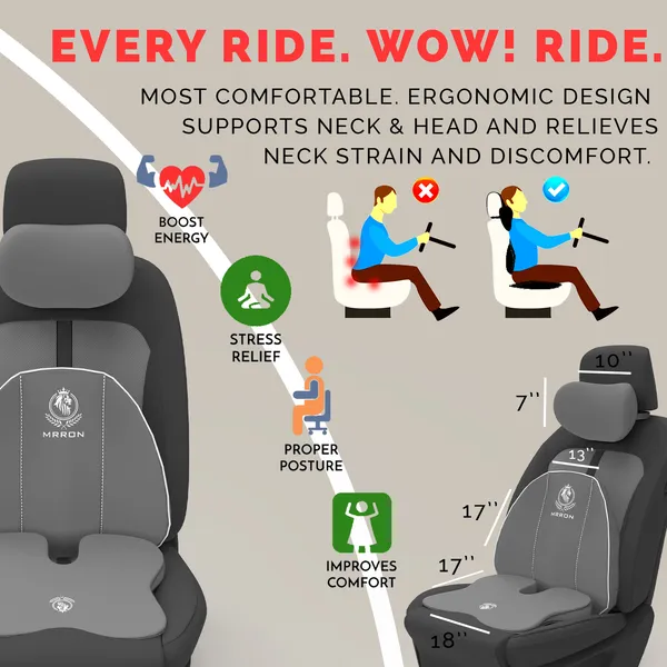 MRRON_Memory_Foam_Car_Seat_Cushion_Combo_–_Backrest,_Seat_Cushion_&_Neckrest_for_Tailbone,_Sciatica_&_Back_Pain_Relief_–_Orthopedic_Support_for_Driving,_Office_Chair.
