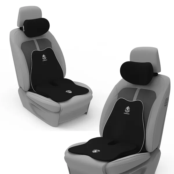 MRRON_Memory_Foam_Car_Seat_Cushion_Combo_–_Backrest,_Seat_Cushion_&_Neckrest_for_Tailbone,_Sciatica_&_Back_Pain_Relief_–_Orthopedic_Support_for_Driving,_Office_Chair.