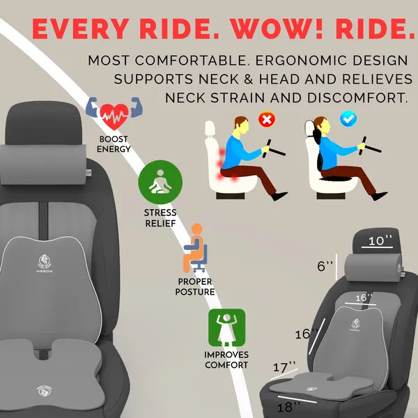MRRON_Memory_Foam_Car_Seat_Cushion_Combo_–_Backrest,_Seat_Cushion_&_Neckrest_for_Tailbone,_Sciatica_&_Back_Pain_Relief_–_Orthopedic_Support_for_Driving,_Office_Chair.