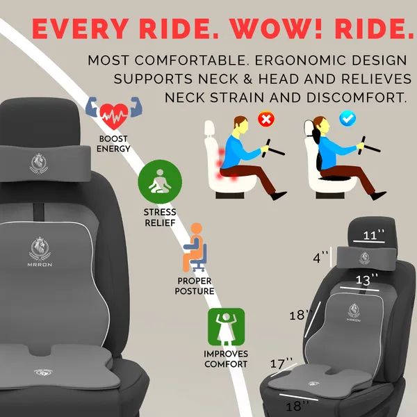 MRRON_Memory_Foam_Car_Seat_Cushion_Combo_–_Backrest,_Seat_Cushion_&_Neckrest_for_Tailbone,_Sciatica_&_Back_Pain_Relief_–_Orthopedic_Support_for_Driving,_Office_Chair.
