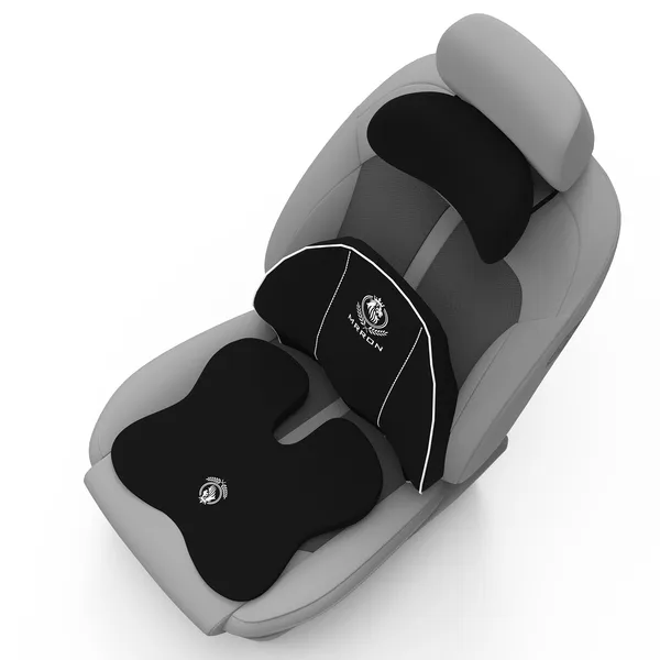 MRRON_Memory_Foam_Car_Seat_Cushion_Combo_–_Backrest,_Seat_Cushion_&_Neckrest_for_Tailbone,_Sciatica_&_Back_Pain_Relief_–_Orthopedic_Support_for_Driving,_Office_Chair.