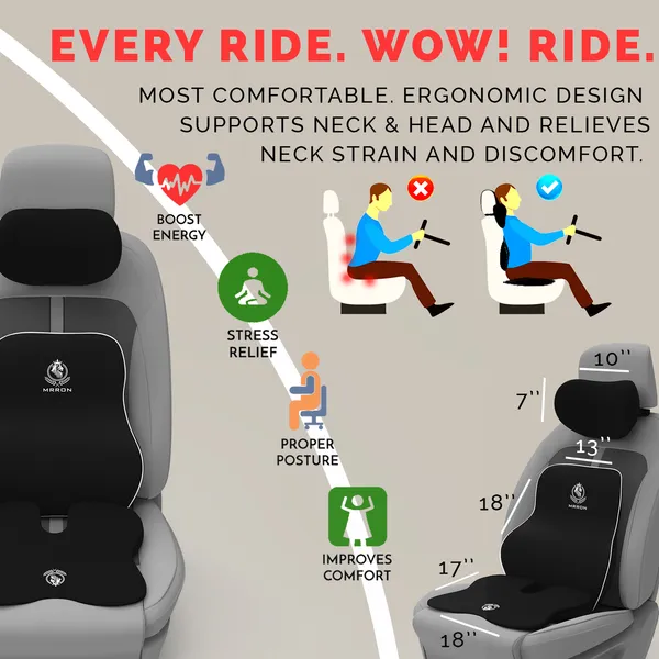 MRRON_Memory_Foam_Car_Seat_Cushion_Combo_–_Backrest,_Seat_Cushion_&_Neckrest_for_Tailbone,_Sciatica_&_Back_Pain_Relief_–_Orthopedic_Support_for_Driving,_Office_Chair.