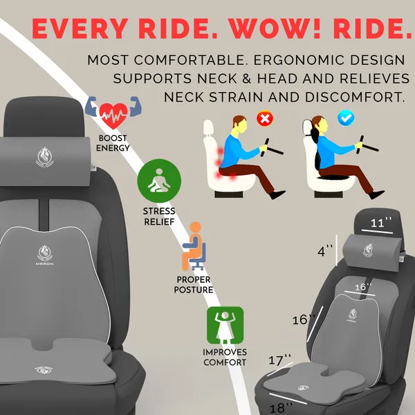 MRRON_Memory_Foam_Car_Seat_Cushion_Combo_–_Backrest,_Seat_Cushion_&_Neckrest_for_Tailbone,_Sciatica_&_Back_Pain_Relief_–_Orthopedic_Support_for_Driving,_Office_Chair.