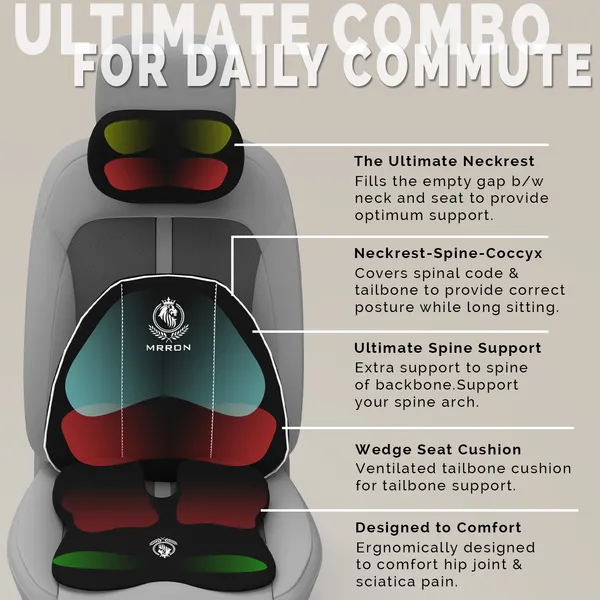 MRRON_Memory_Foam_Car_Seat_Cushion_Combo_–_Backrest,_Seat_Cushion_&_Neckrest_for_Tailbone,_Sciatica_&_Back_Pain_Relief_–_Orthopedic_Support_for_Driving,_Office_Chair.