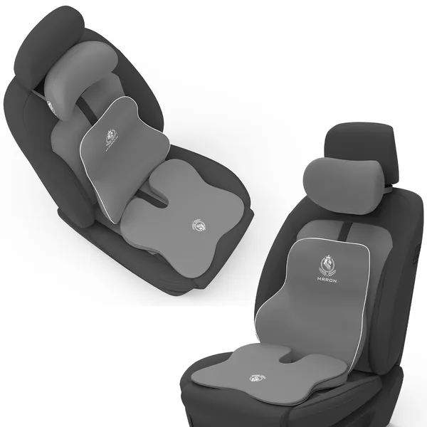 MRRON_Memory_Foam_Car_Seat_Cushion_Combo_–_Backrest,_Seat_Cushion_&_Neckrest_for_Tailbone,_Sciatica_&_Back_Pain_Relief_–_Orthopedic_Support_for_Driving,_Office_Chair.