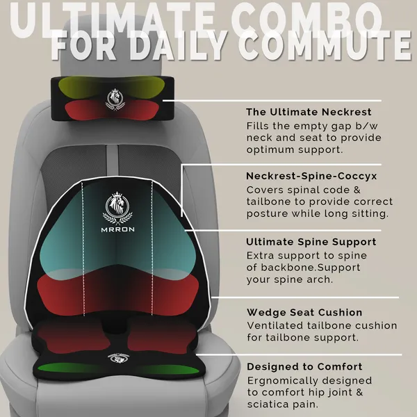 MRRON_Memory_Foam_Car_Seat_Cushion_Combo_–_Backrest,_Seat_Cushion_&_Neckrest_for_Tailbone,_Sciatica_&_Back_Pain_Relief_–_Orthopedic_Support_for_Driving,_Office_Chair.