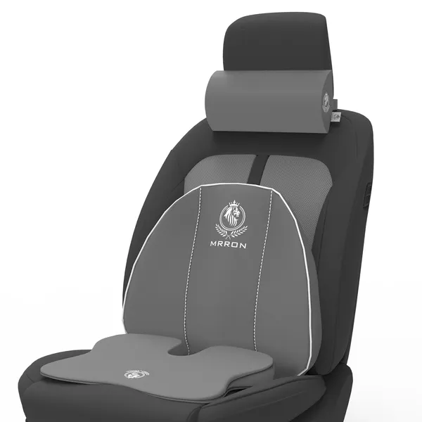 MRRON_Memory_Foam_Car_Seat_Cushion_Combo_–_Backrest,_Seat_Cushion_&_Neckrest_for_Tailbone,_Sciatica_&_Back_Pain_Relief_–_Orthopedic_Support_for_Driving,_Office_Chair.