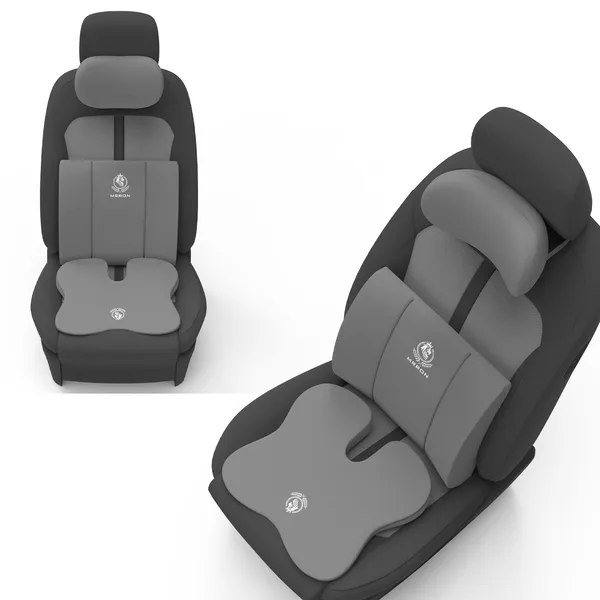 MRRON_Memory_Foam_Car_Seat_Cushion_Combo_–_Backrest,_Seat_Cushion_&_Neckrest_for_Tailbone,_Sciatica_&_Back_Pain_Relief_–_Orthopedic_Support_for_Driving,_Office_Chair.