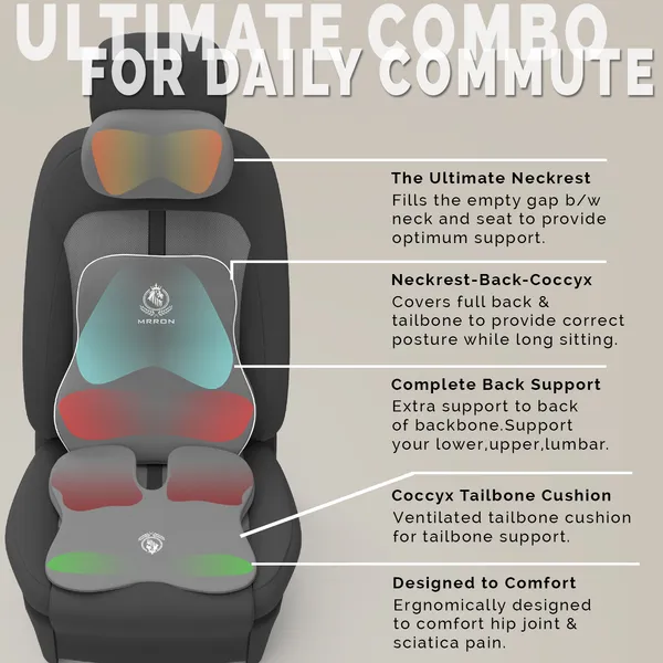MRRON_Memory_Foam_Car_Seat_Cushion_Combo_–_Backrest,_Seat_Cushion_&_Neckrest_for_Tailbone,_Sciatica_&_Back_Pain_Relief_–_Orthopedic_Support_for_Driving,_Office_Chair.