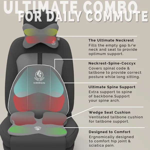 MRRON_Memory_Foam_Car_Seat_Cushion_Combo_–_Backrest,_Seat_Cushion_&_Neckrest_for_Tailbone,_Sciatica_&_Back_Pain_Relief_–_Orthopedic_Support_for_Driving,_Office_Chair.