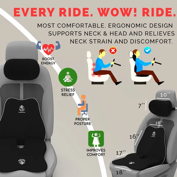 MRRON_Memory_Foam_Car_Seat_Cushion_Combo_–_Backrest,_Seat_Cushion_&_Neckrest_for_Tailbone,_Sciatica_&_Back_Pain_Relief_–_Orthopedic_Support_for_Driving,_Office_Chair.