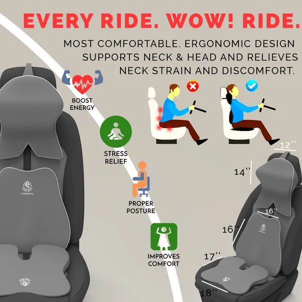 MRRON_Memory_Foam_Car_Seat_Cushion_Combo_–_Backrest,_Seat_Cushion_&_Neckrest_for_Tailbone,_Sciatica_&_Back_Pain_Relief_–_Orthopedic_Support_for_Driving,_Office_Chair.