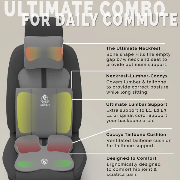 MRRON_Memory_Foam_Car_Seat_Cushion_Combo_–_Backrest,_Seat_Cushion_&_Neckrest_for_Tailbone,_Sciatica_&_Back_Pain_Relief_–_Orthopedic_Support_for_Driving,_Office_Chair.