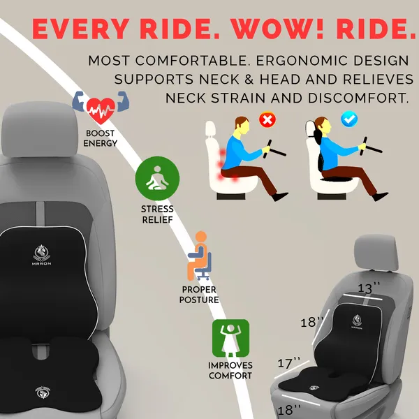 MRRON_Memory_Foam_Car_Seat_Cushion_Combo_–_Backrest,_Seat_Cushion_&_Neckrest_for_Tailbone,_Sciatica_&_Back_Pain_Relief_–_Orthopedic_Support_for_Driving,_Office_Chair.