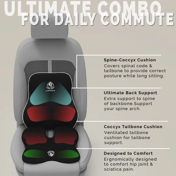 MRRON_Memory_Foam_Car_Seat_Cushion_Combo_–_Backrest,_Seat_Cushion_&_for_Tailbone,_Sciatica_&_Back_Pain_Relief_–_Orthopedic_Support_for_Driving,_Office_Chair.