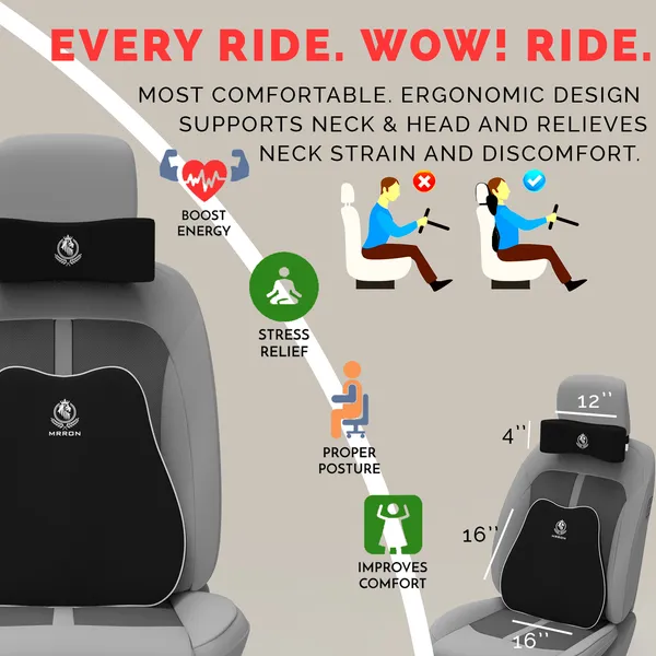 MRRON_Back_Support_Neck_Rest_for_Chair_&_Car_Seat,_Orthopaedic_Lumbar_Support_Memory_Foam_Backrest_Cushion_Designed_for_Back_Pain_Relief_Pillow_for_Comfortable_Sitting