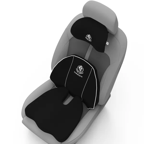 MRRON_Memory_Foam_Car_Seat_Cushion_Set_�_Lumbar_Back_Support,_Coccyx_Seat_Pad_&_Neck_Pillow_�_Ergonomic_Pain_Relief_for_Back,_Tailbone,_Sciatica_�_Ideal_for_Driving,_Office_&_Travel.