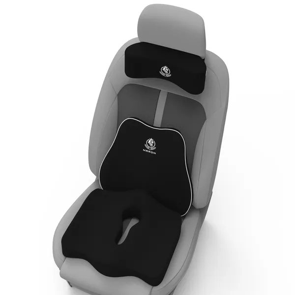 MRRON_Memory_Foam_Car_Seat_Cushion_Set_�_Lumbar_Back_Support,_Coccyx_Seat_Pad_&_Neck_Pillow_�_Ergonomic_Pain_Relief_for_Back,_Tailbone,_Sciatica_�_Ideal_for_Driving,_Office_&_Travel.