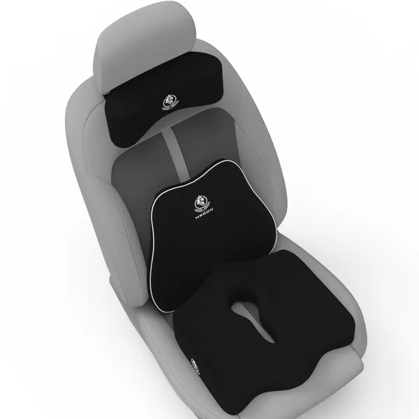 MRRON_Memory_Foam_Car_Seat_Cushion_Set_�_Lumbar_Back_Support,_Coccyx_Seat_Pad_&_Neck_Pillow_�_Ergonomic_Pain_Relief_for_Back,_Tailbone,_Sciatica_�_Ideal_for_Driving,_Office_&_Travel.