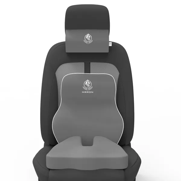 MRRON_Memory_Foam_Car_Seat_Cushion_Set_�_Lumbar_Back_Support,_Coccyx_Seat_Pad_&_Neck_Pillow_�_Ergonomic_Pain_Relief_for_Back,_Tailbone,_Sciatica_�_Ideal_for_Driving,_Office_&_Travel.