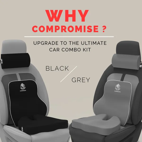 MRRON_Memory_Foam_Car_Seat_Cushion_Set_�_Lumbar_Back_Support,_Coccyx_Seat_Pad_&_Neck_Pillow_�_Ergonomic_Pain_Relief_for_Back,_Tailbone,_Sciatica_�_Ideal_for_Driving,_Office_&_Travel.