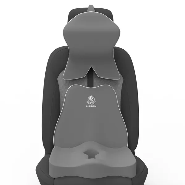 MRRON_Memory_Foam_Car_Seat_Cushion_Set_�_Lumbar_Back_Support,_Coccyx_Seat_Pad_&_Neck_Pillow_�_Ergonomic_Pain_Relief_for_Back,_Tailbone,_Sciatica_�_Ideal_for_Driving,_Office_&_Travel.