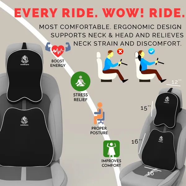 MRRON_Back_Support_Neck_Rest_for_Chair_&_Car_Seat,_Orthopaedic_Lumbar_Support_Memory_Foam_Backrest_Cushion_Designed_for_Back_Pain_Relief_Pillow_for_Comfortable_Sitting