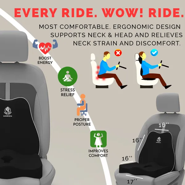 MRRON_Car_Seat_Cushion_�_2-Piece_Set_with_Back_Support_&_Coccyx_Cushion_�_Orthopedic_Support_for_Back,_Tailbone,_Sciatica_Pain_�_Ergonomic_Comfort_for_Car,_Office,_or_Home_Chair