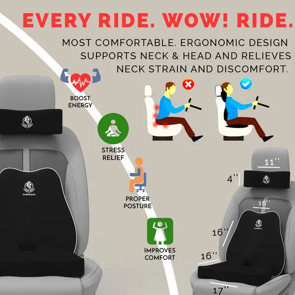 MRRON_Memory_Foam_Car_Seat_Cushion_Set_�_Lumbar_Back_Support,_Coccyx_Seat_Pad_&_Neck_Pillow_�_Ergonomic_Pain_Relief_for_Back,_Tailbone,_Sciatica_�_Ideal_for_Driving,_Office_&_Travel.