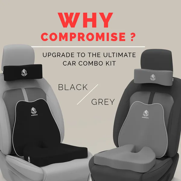 MRRON_Memory_Foam_Car_Seat_Cushion_Set_�_Lumbar_Back_Support,_Coccyx_Seat_Pad_&_Neck_Pillow_�_Ergonomic_Pain_Relief_for_Back,_Tailbone,_Sciatica_�_Ideal_for_Driving,_Office_&_Travel.