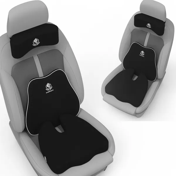 MRRON_Memory_Foam_Car_Seat_Cushion_Set_�_Lumbar_Back_Support,_Coccyx_Seat_Pad_&_Neck_Pillow_�_Ergonomic_Pain_Relief_for_Back,_Tailbone,_Sciatica_�_Ideal_for_Driving,_Office_&_Travel.