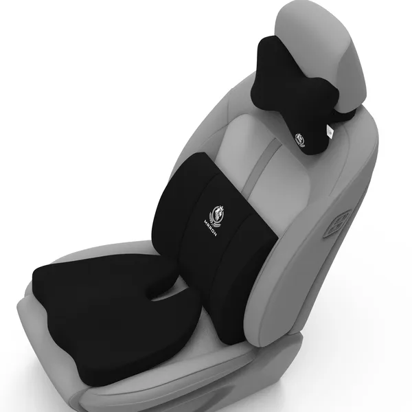 MRRON_Memory_Foam_Car_Seat_Cushion_Set_�_Lumbar_Back_Support,_Coccyx_Seat_Pad_&_Neck_Pillow_�_Ergonomic_Pain_Relief_for_Back,_Tailbone,_Sciatica_�_Ideal_for_Driving,_Office_&_Travel.