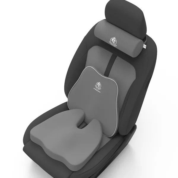 MRRON_Memory_Foam_Car_Seat_Cushion_Set_�_Lumbar_Back_Support,_Coccyx_Seat_Pad_&_Neck_Pillow_�_Ergonomic_Pain_Relief_for_Back,_Tailbone,_Sciatica_�_Ideal_for_Driving,_Office_&_Travel.