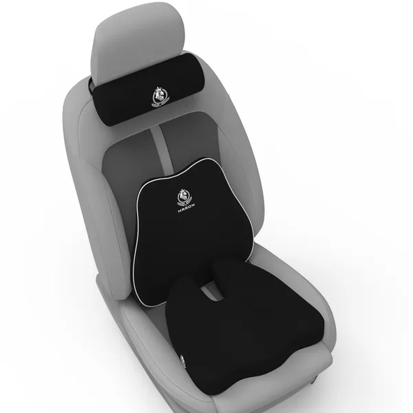 MRRON_Memory_Foam_Car_Seat_Cushion_Set_�_Lumbar_Back_Support,_Coccyx_Seat_Pad_&_Neck_Pillow_�_Ergonomic_Pain_Relief_for_Back,_Tailbone,_Sciatica_�_Ideal_for_Driving,_Office_&_Travel.