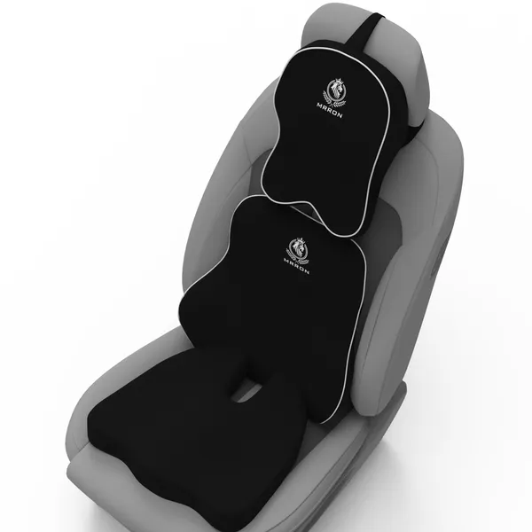 MRRON_Memory_Foam_Car_Seat_Cushion_Set_�_Lumbar_Back_Support,_Coccyx_Seat_Pad_&_Neck_Pillow_�_Ergonomic_Pain_Relief_for_Back,_Tailbone,_Sciatica_�_Ideal_for_Driving,_Office_&_Travel.