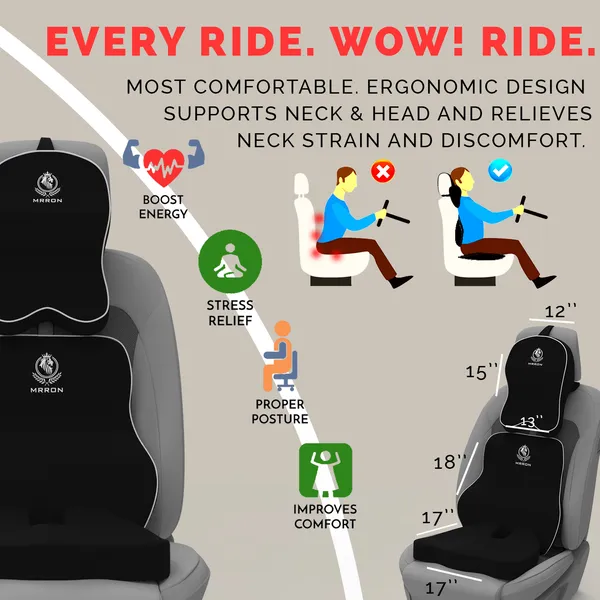 MRRON_Memory_Foam_Car_Seat_Cushion_Set_�_Lumbar_Back_Support,_Coccyx_Seat_Pad_&_Neck_Pillow_�_Ergonomic_Pain_Relief_for_Back,_Tailbone,_Sciatica_�_Ideal_for_Driving,_Office_&_Travel.