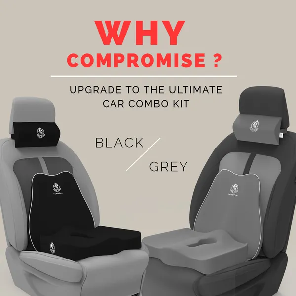 MRRON_Memory_Foam_Car_Seat_Cushion_Set_�_Lumbar_Back_Support,_Coccyx_Seat_Pad_&_Neck_Pillow_�_Ergonomic_Pain_Relief_for_Back,_Tailbone,_Sciatica_�_Ideal_for_Driving,_Office_&_Travel.