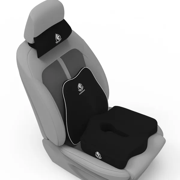 MRRON_Memory_Foam_Car_Seat_Cushion_Set_�_Lumbar_Back_Support,_Coccyx_Seat_Pad_&_Neck_Pillow_�_Ergonomic_Pain_Relief_for_Back,_Tailbone,_Sciatica_�_Ideal_for_Driving,_Office_&_Travel.