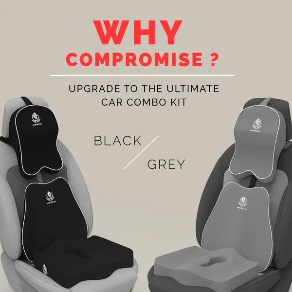 MRRON_Memory_Foam_Car_Seat_Cushion_Set_�_Lumbar_Back_Support,_Coccyx_Seat_Pad_&_Neck_Pillow_�_Ergonomic_Pain_Relief_for_Back,_Tailbone,_Sciatica_�_Ideal_for_Driving,_Office_&_Travel.