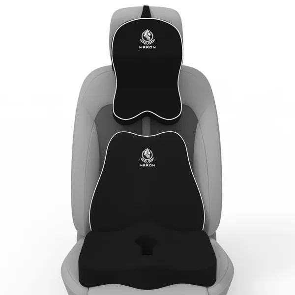 MRRON_Memory_Foam_Car_Seat_Cushion_Set_�_Lumbar_Back_Support,_Coccyx_Seat_Pad_&_Neck_Pillow_�_Ergonomic_Pain_Relief_for_Back,_Tailbone,_Sciatica_�_Ideal_for_Driving,_Office_&_Travel.
